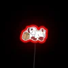 Cozy baby nursery decor with colorful 3D Clifford neon lighting.