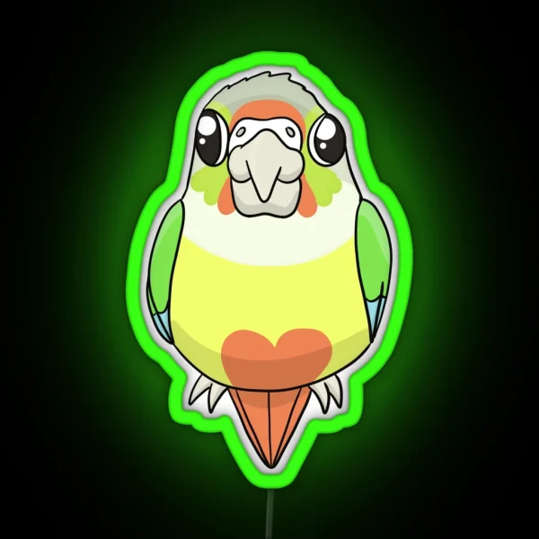 Baby Pineapple Green Cheek Conure RGB Neon Sign