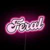 Vibrant Baby Pink Feral Sign with Color-Changing RGB Neon Illumination Effects