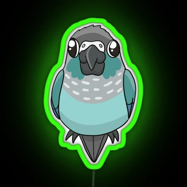 Baby Turquoise Green Cheek Conure RGB Neon Sign