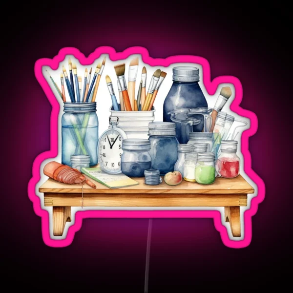 Back To School Art School Objects RGB Neon Sign