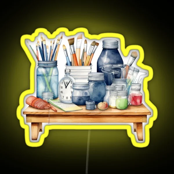 Back To School Art School Objects RGB Neon Sign