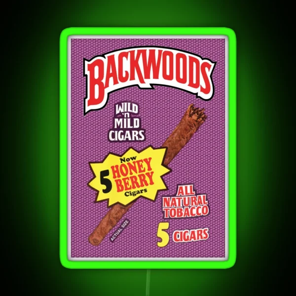 Backwoods Honey Berry Cigar Leafs RGB Neon Sign