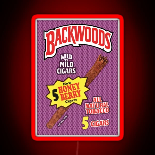Backwoods Honey Berry Cigar Leafs RGB Neon Sign