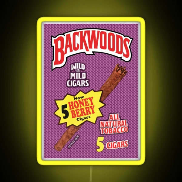Backwoods Honey Berry Cigar Leafs RGB Neon Sign