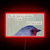 Laughter and math struggles acknowledged with humor in neon letters.