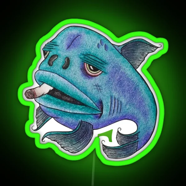 Bad Fish Smoking Joint RGB Neon Sign