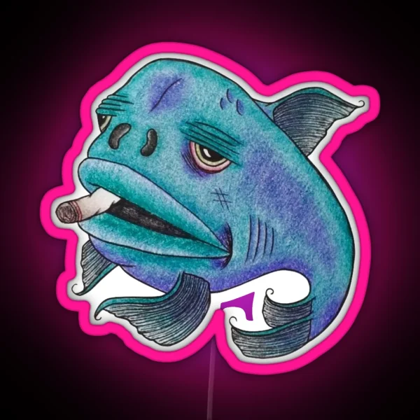 Bad Fish Smoking Joint RGB Neon Sign