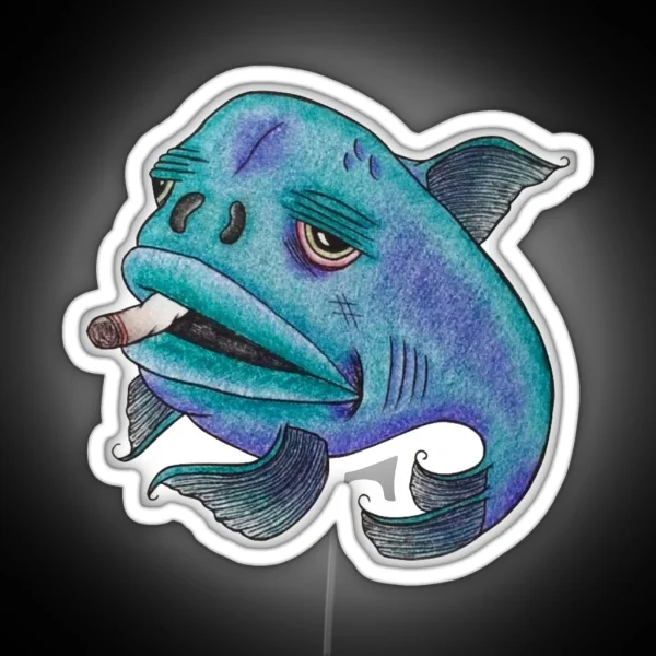 Bad Fish Smoking Joint RGB Neon Sign