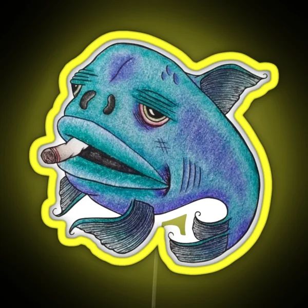 Bad Fish Smoking Joint RGB Neon Sign