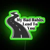 Unique modern home decor with customizable bad habits neon lighting