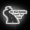 Modern neon wall art with customizable colorful Bad Habits quote