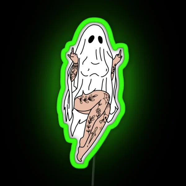 Badass Tattooed Ghost Pinup 1 RGB Neon Sign