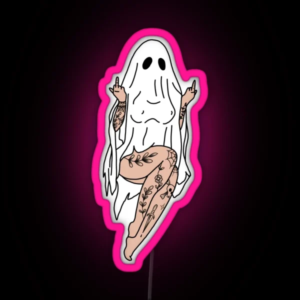 Badass Tattooed Ghost Pinup 1 RGB Neon Sign