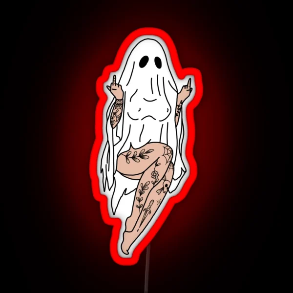 Badass Tattooed Ghost Pinup 1 RGB Neon Sign