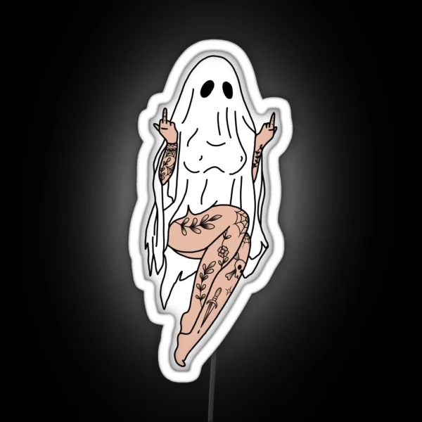 Badass Tattooed Ghost Pinup 1 RGB Neon Sign