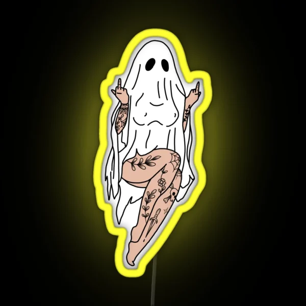 Badass Tattooed Ghost Pinup 1 RGB Neon Sign