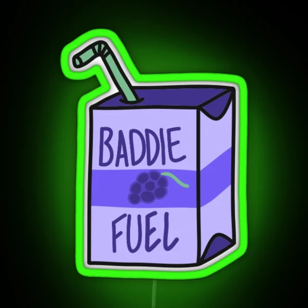 Baddie Fuel Purple Juice Box RGB Neon Sign