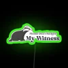Vibrant LED witness protection neon sign featuring Badger character