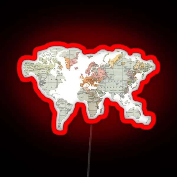 Baesic Vintage World Map RGB Neon Sign