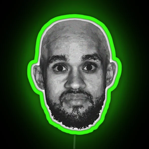 Bald Derrick White Funny Vintage Face RGB Neon Sign