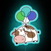 Colorful animated Balloon Cow RGB LED neon wall art decor