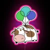 Vibrant Neon Balloon Cow Illuminates Your Space in Rainbow Colors