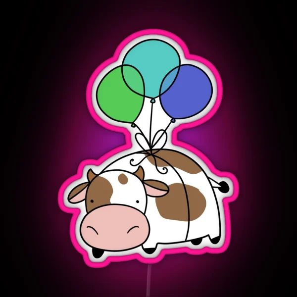 Balloon Cow RGB Neon Sign