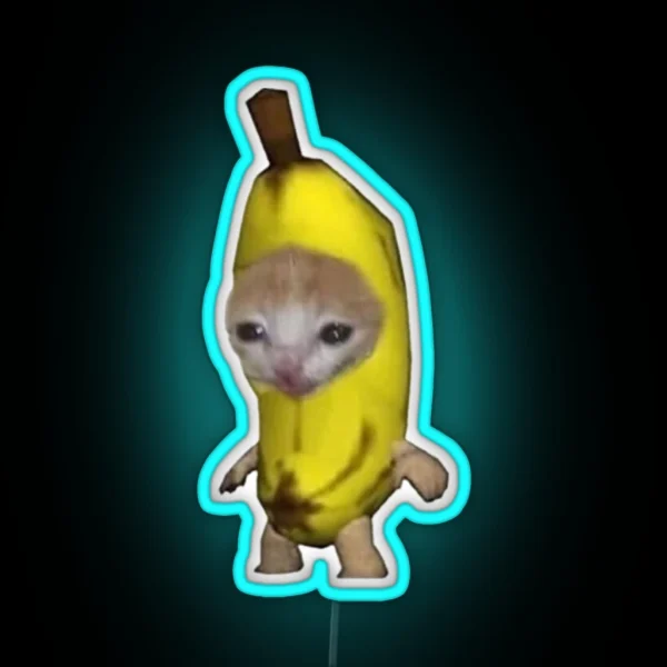 Banana Sad Cat RGB Neon Sign