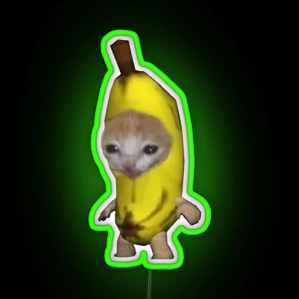 Banana Sad Cat RGB Neon Sign