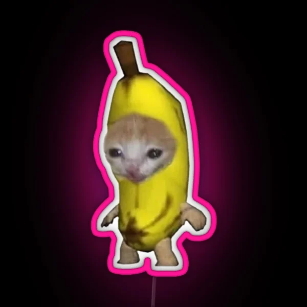 Banana Sad Cat RGB Neon Sign