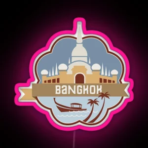 Bangkok Thailand Retro Badge RGB Neon Sign