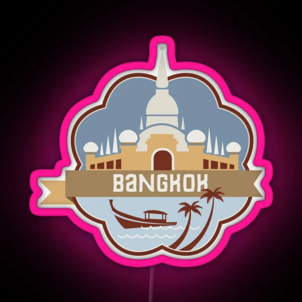 Bangkok Thailand Retro Badge RGB Neon Sign