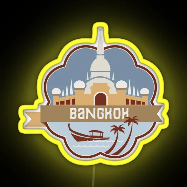 Bangkok Thailand Retro Badge RGB Neon Sign