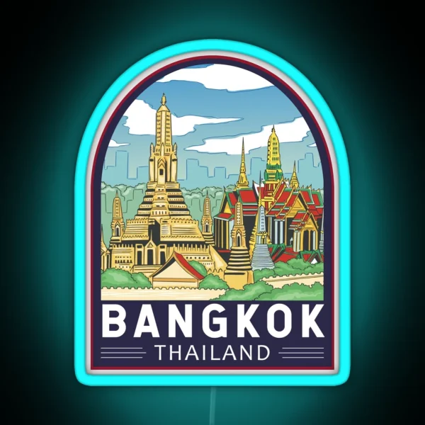 Bangkok Thailand Travel Retro Emblem RGB Neon Sign