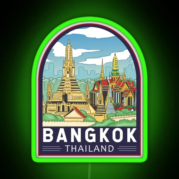 Bangkok Thailand Travel Retro Emblem RGB Neon Sign