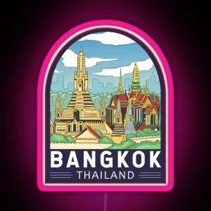Bangkok Thailand Travel Retro Emblem RGB Neon Sign