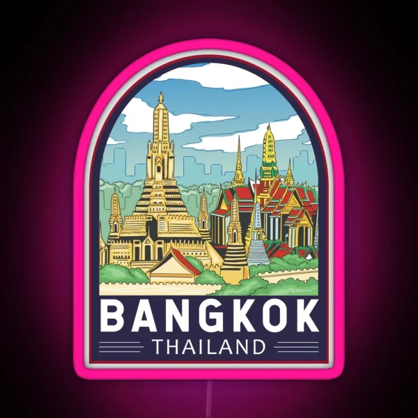 Bangkok Thailand Travel Retro Emblem RGB Neon Sign