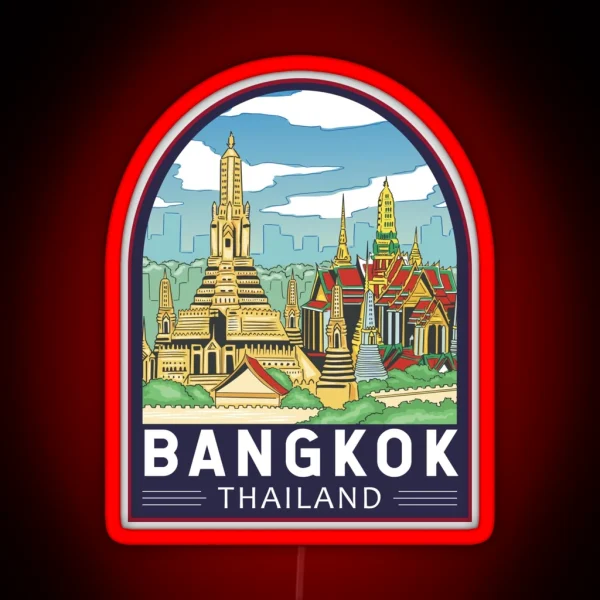 Bangkok Thailand Travel Retro Emblem RGB Neon Sign