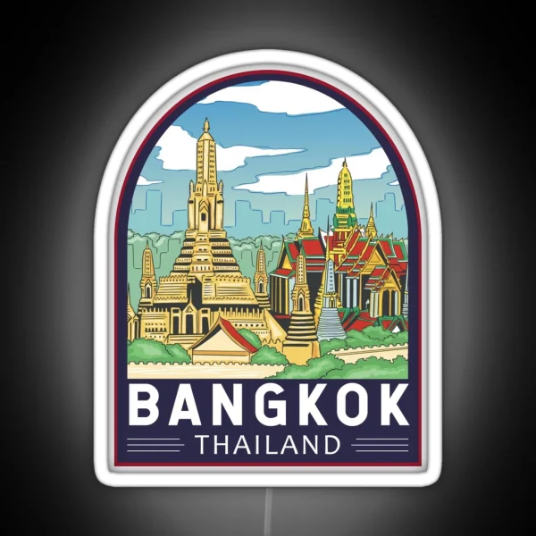 Bangkok Thailand Travel Retro Emblem RGB Neon Sign