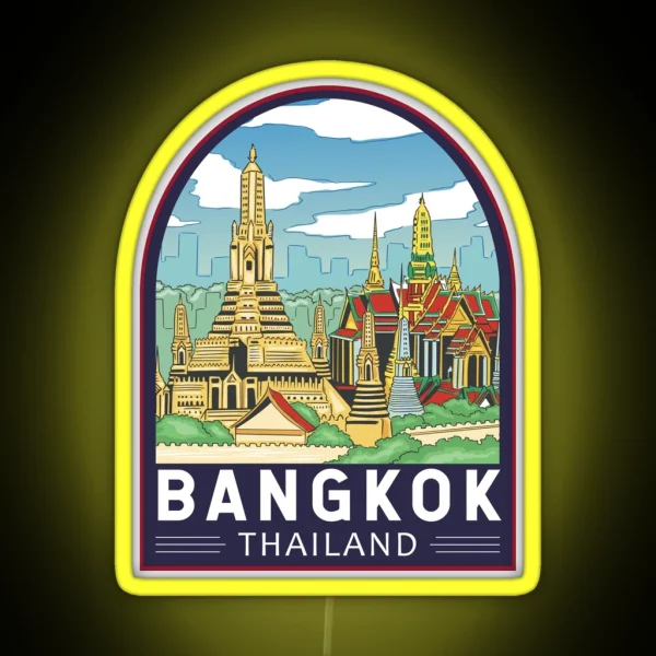 Bangkok Thailand Travel Retro Emblem RGB Neon Sign