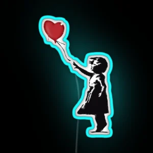 Banksy Girl With Heart Balloon Graffiti Street Art Balloon Girl HD HIGH QUALITY ONLINE STORE RGB Neon Sign