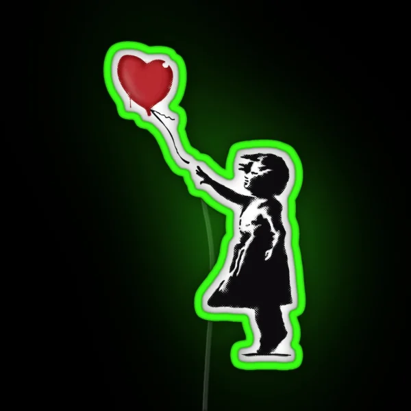 Banksy Girl With Heart Balloon Graffiti Street Art Balloon Girl HD HIGH QUALITY ONLINE STORE RGB Neon Sign