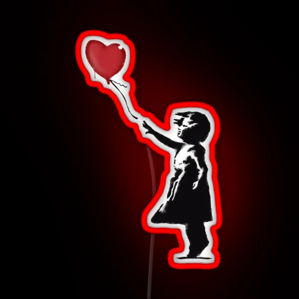 Banksy Girl With Heart Balloon Graffiti Street Art Balloon Girl HD HIGH QUALITY ONLINE STORE RGB Neon Sign