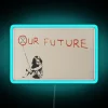 Vibrant Banksy inspired eco activism awareness RGB neon wall art