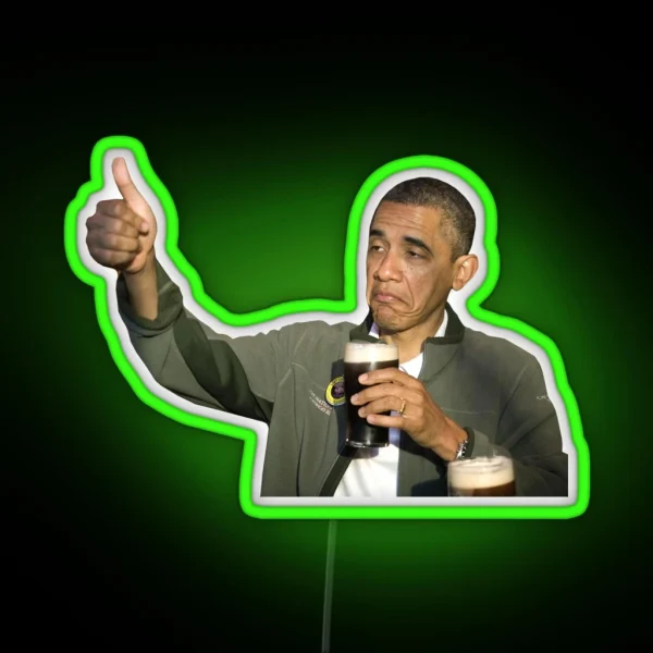 Barack Obama Bottoms Up RGB Neon Sign