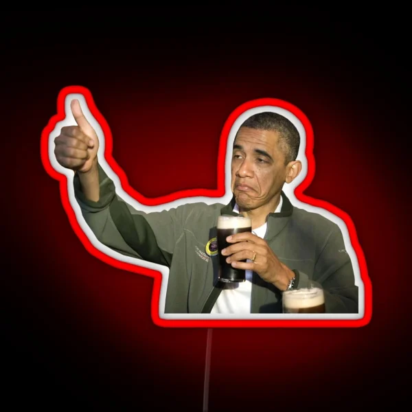 Barack Obama Bottoms Up RGB Neon Sign