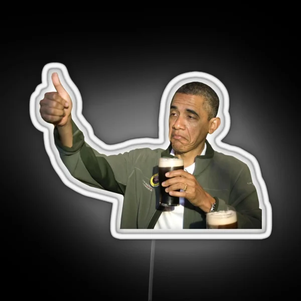 Barack Obama Bottoms Up RGB Neon Sign