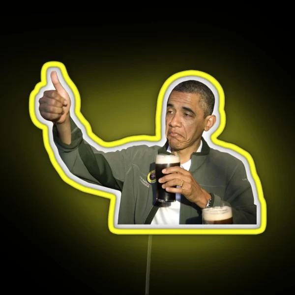 Barack Obama Bottoms Up RGB Neon Sign