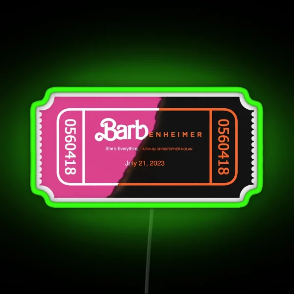 Barbenheimer Movie Ticket RGB Neon Sign